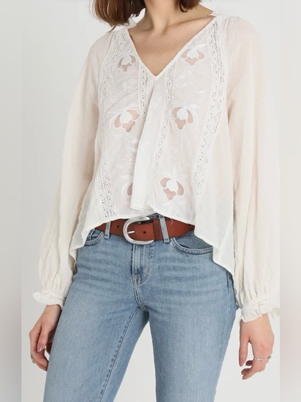 Free People Sivan Embroidered Blouse